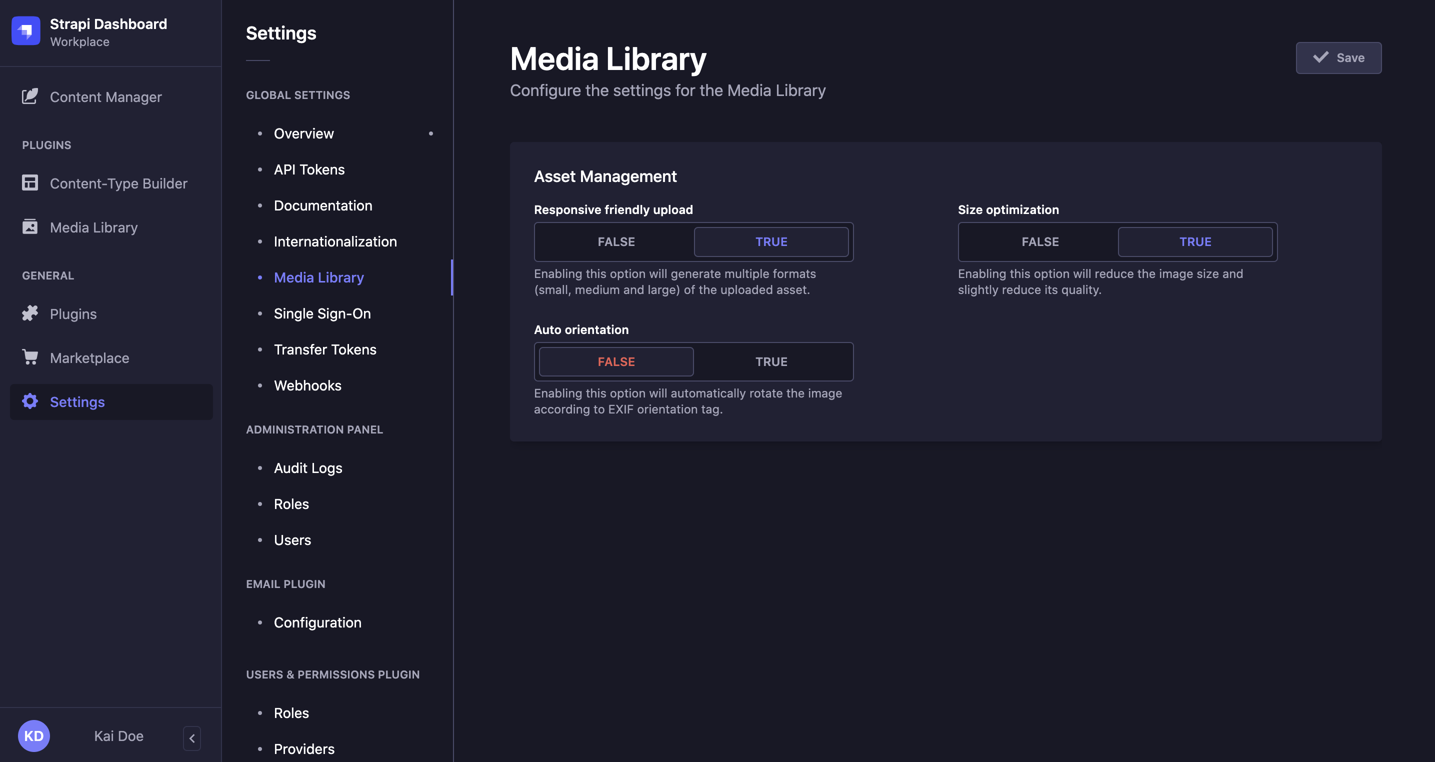 Media Library settings